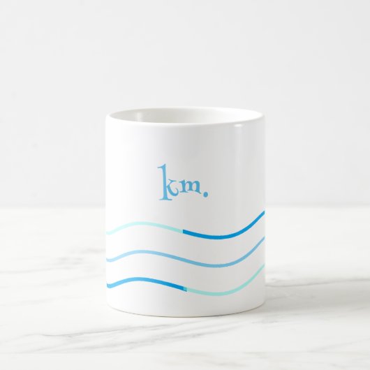 Blauwe golven Monogram Koffiemok (Center)