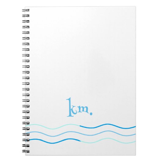Blauwe golven Monogram Notitieboek (Voorkant)