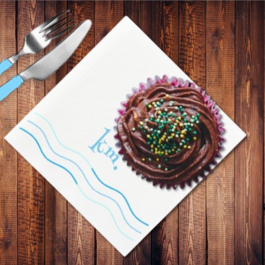 Blauwe golven Monogram Servet