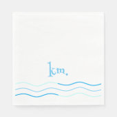 Blauwe golven Monogram Servet (Voorkant)