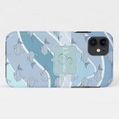 Blauwe golven, naadloos walvispatroon Case-Mate iPhone case (Achterkant (horizontaal))