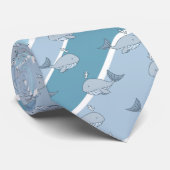 Blauwe golven, naadloos walvispatroon stropdas (Opgerold)