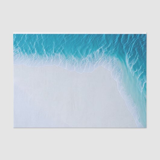 Blauwe Golven Nautilus Strand Decoupage Tissuepapier (Voorkant)