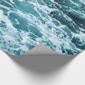 Blauwe golven oceaanachtergrond cadeaupapier (Hoek)