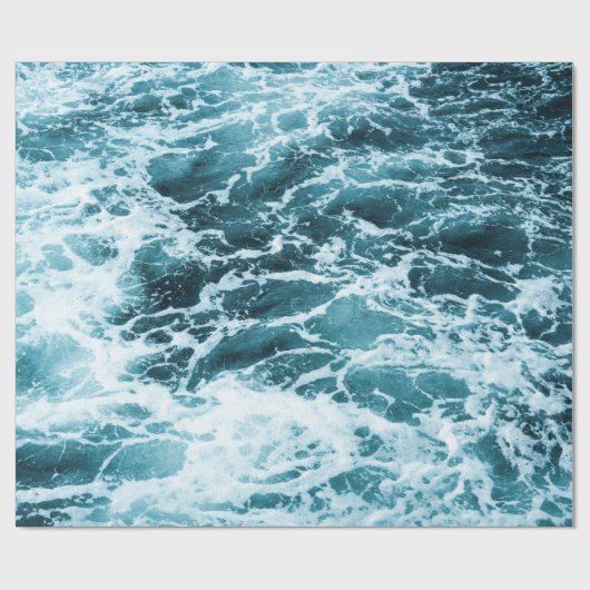 Blauwe golven oceaanachtergrond cadeaupapier (Vlak)