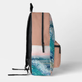 Blauwe golven op het strand bedrukte rugzak (Links)