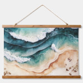 Blauwe golven op het strand hangend wandkleed (Voorkant 2)