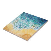Blauwe golven op zandstrand tegeltje (Zijkant)
