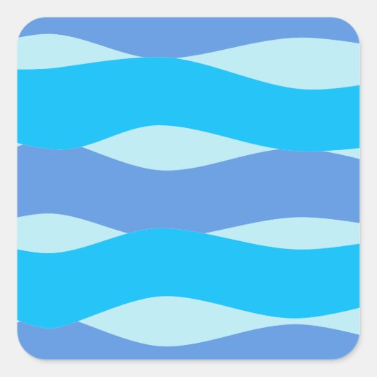 Blauwe Golven Patroon Vierkante Sticker (Voorkant)