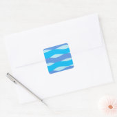 Blauwe Golven Patroon Vierkante Sticker (Envelop)