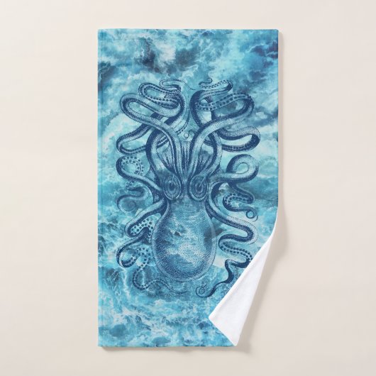 Blauwe golven van het Zee & Octopus Grafische  Tek Bad Handdoek (Handdoek)