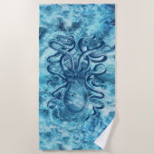 Blauwe golven van het Zee & Octopus Grafische  Tek Strandlaken (Voorkant)