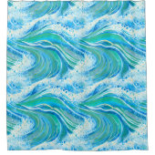 Blauwe golven voor Zee in de oceaan Douchegordijn (Voorkant)