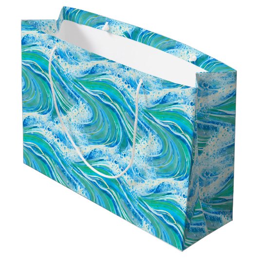 Blauwe golven voor Zee in de oceaan Groot Cadeauzakje (Achterkant Gekanteld)
