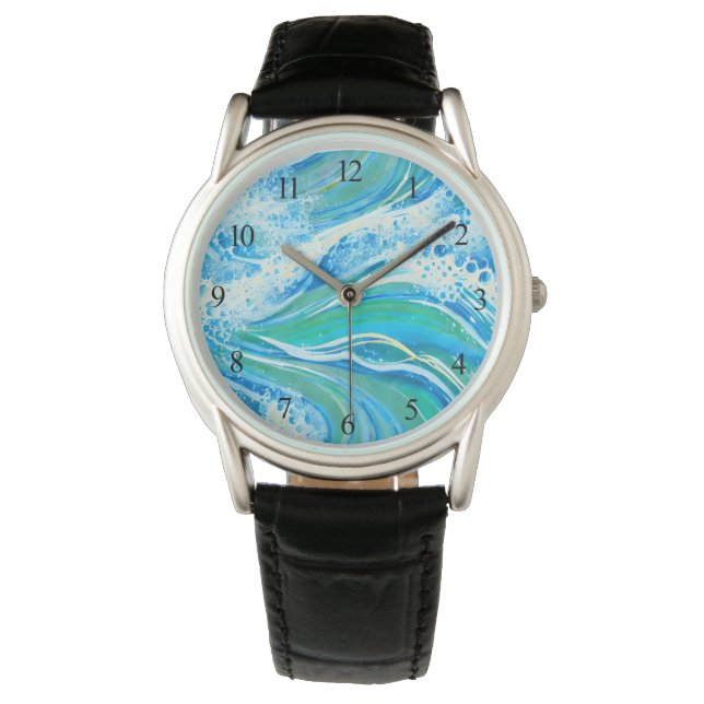 Blauwe golven voor Zee in de oceaan Horloge (Voorkant)