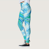 Blauwe golven voor Zee in de oceaan Leggings (Links)
