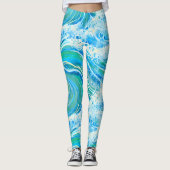 Blauwe golven voor Zee in de oceaan Leggings (Voorkant)