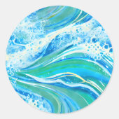 Blauwe golven voor Zee in de oceaan Ronde Sticker (Voorkant)