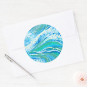 Blauwe golven voor Zee in de oceaan Ronde Sticker (Envelop)