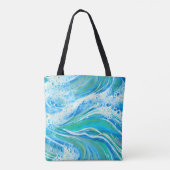 Blauwe golven voor Zee in de oceaan Tote Bag (Achterkant)