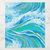 Blauwe golven voor Zee in de oceaan Wijn Etiket (Enkel label)