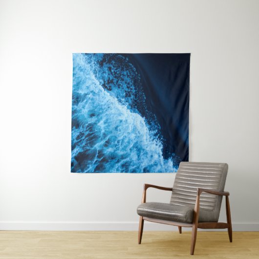 blauwe golven wandkleed (In Situ (horizontaal))
