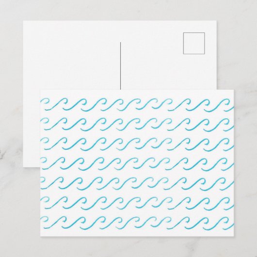 Blauwe golven Waterverf Patroon Eenvoudig Briefkaa Briefkaart (Voorkant / Achterkant)