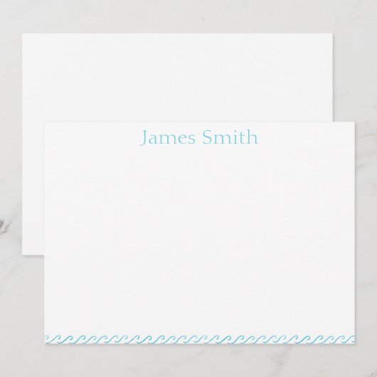 Blauwe golven Waterverf Patroon Eenvoudige schrijf (Voorkant / Achterkant)