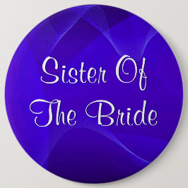 Blauwe golven zuster van de bruid ronde button 6,0 cm