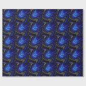Blauwe golvende abstracte, digitale kunstachtergro cadeaupapier (Vlak)