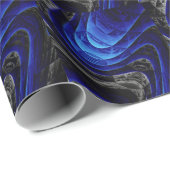 Blauwe golvende abstracte, digitale kunstachtergro cadeaupapier (Rol Hoek)