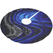 Blauwe golvende abstracte, digitale kunstachtergro kerstboom rok (Gekanteld)