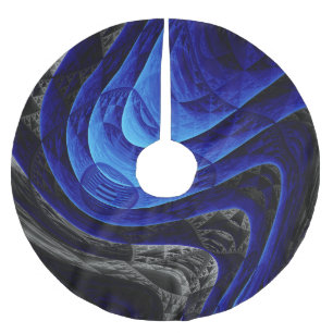 Blauwe golvende abstracte, digitale kunstachtergro kerstboom rok