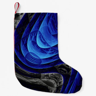 Blauwe golvende abstracte, digitale kunstachtergro kleine kerstsok