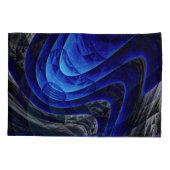 Blauwe golvende abstracte, digitale kunstachtergro kussensloop (Achterkant)