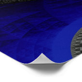Blauwe golvende abstracte, digitale kunstachtergro poster (Hoek)
