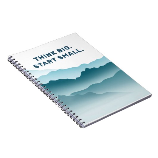 Blauwe golvende berglandschap Inspirerend quote Notitieboek (Rechterzijde)