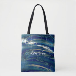 Blauwe golvende lijn tote bag