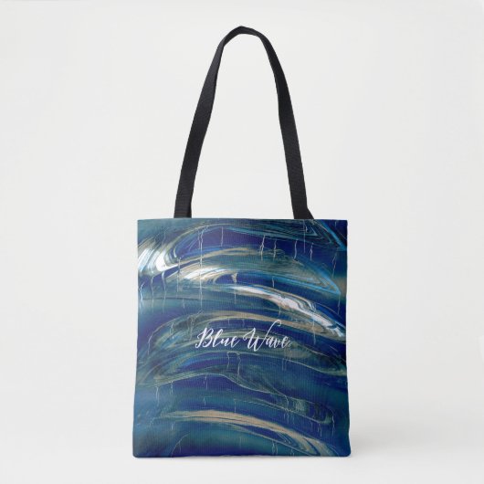 Blauwe golvende lijn tote bag (Voorkant)
