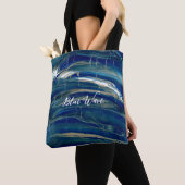 Blauwe golvende lijn tote bag (Dichtbij)