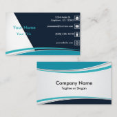 Blauwe golvende lijn visitekaartje (Voorkant / Achterkant)