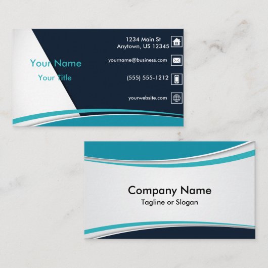 Blauwe golvende lijn visitekaartje (Voorkant / Achterkant)