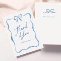 Blauwe Golvende Lint Boog Baby Shower Kaart