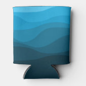 Blauwe golvende oceaan retro stijl golven ontwerp blikjeskoeler (Voorkant)