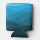 Blauwe golvende oceaan retro stijl golven ontwerp blikjeskoeler (Achterkant)