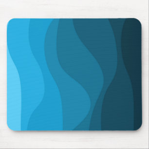 Blauwe golvende oceaan retro stijl golven ontwerp muismat