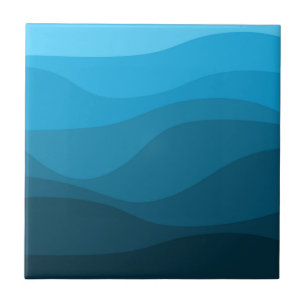 Blauwe golvende oceaan retro stijl golven ontwerp tegeltje