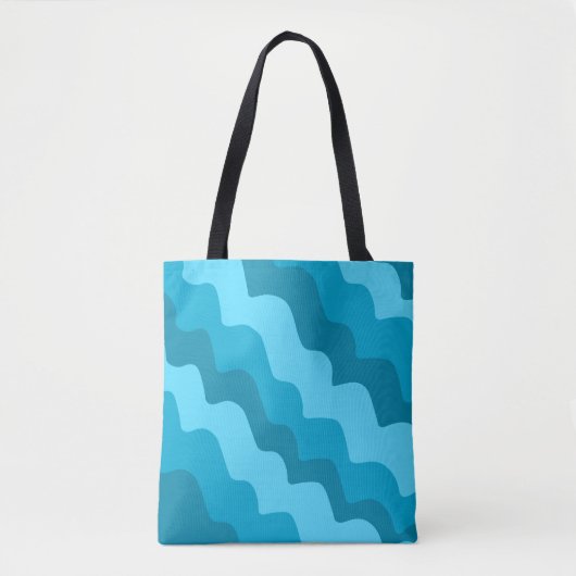 Blauwe golvende oceaangolven gradiënt tote bag (Voorkant)