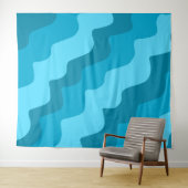 Blauwe golvende oceaangolven gradiënt wandkleed (In Situ (horizontaal))