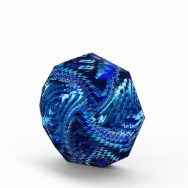 Blauwe golvende ster met zuszzag lijnen naar zacht fotoblokken